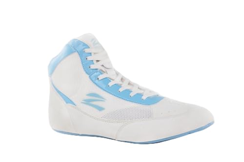 Women's MatLady Wresting Shoe, White/Light Blue