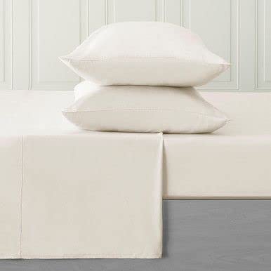 Image of Flat Bed Sheet with 2 Pillow Covers 600 Thread Count 100% Egyptian Cotton Bedsheet Queen Size Ivory Comfortable & Durable Sheet