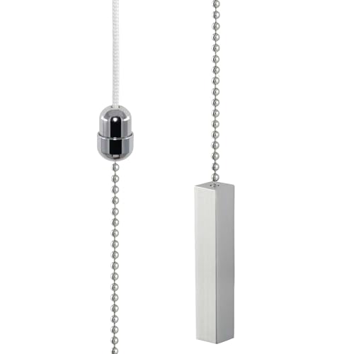 Image of Bathroom Light Pull Cord Chain – Polished Chrome Square Bar 56mm x 11mm & 800mm Chrome Chain