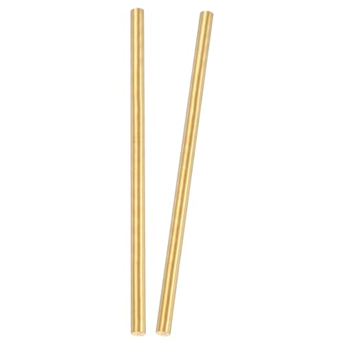 PATIKIL 2 Pcs Round Brass Rods, 5mm Dia. 12cm / 4.72 Inch Length H59 Brass Bar Solid Metal Rods for DIY Crafting Jewelry Plating Repairing Science Class, Brassy
