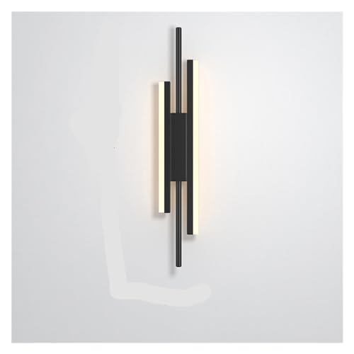 Lámpara de pared LED negra con luz cálida estilo A para pasillos y mesita de noche