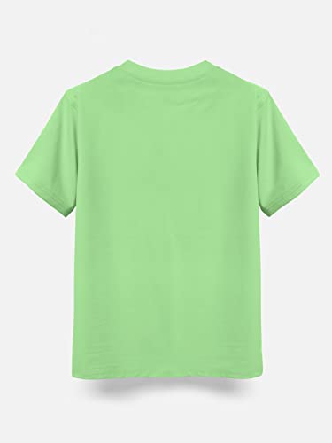 Image of HELLCAT Pista Green Trendy Typographic Printed Cotton Blend Half Sleeve T-Shirt for Boys