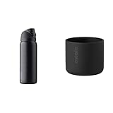 Owala FreeSip Insulated Stainless Steel Water Bottle with Straw, 32-Ounce, Very Dark & Silicone Boot, Anti-Slip Protective Sleeve Cover