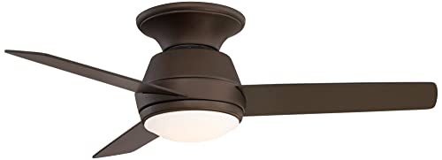 Casa Vieja 44" Marbella Breeze Modern Indoor Hugger Ceiling Fan with Dimmable LED Light Remote Control Bronze Opal Glass for Living Kitchen House Bedroom Family Dining Home Office Room thumbnail 5
