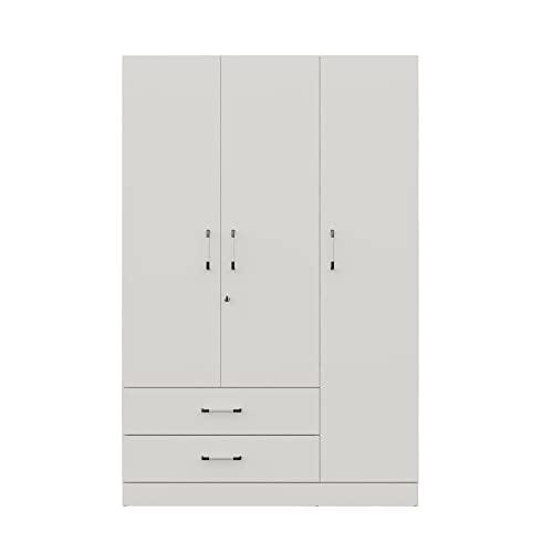 Image of Wakefit Wardrobe | 1 Year Warranty | Engineered Wood Almirah, Cupboard for Clothes Storage | 3 Door, 1 Drawer, 1 Hanging Space | Organza Plus - Frosty White