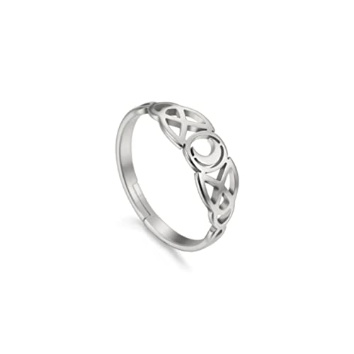 SIMBOLIKS Anillo luna celta de acero inoxidable para mujer, joyería con amuleto antiguo con nudo irlandés Vikingo, Amuleto. Regalo para mujer celta