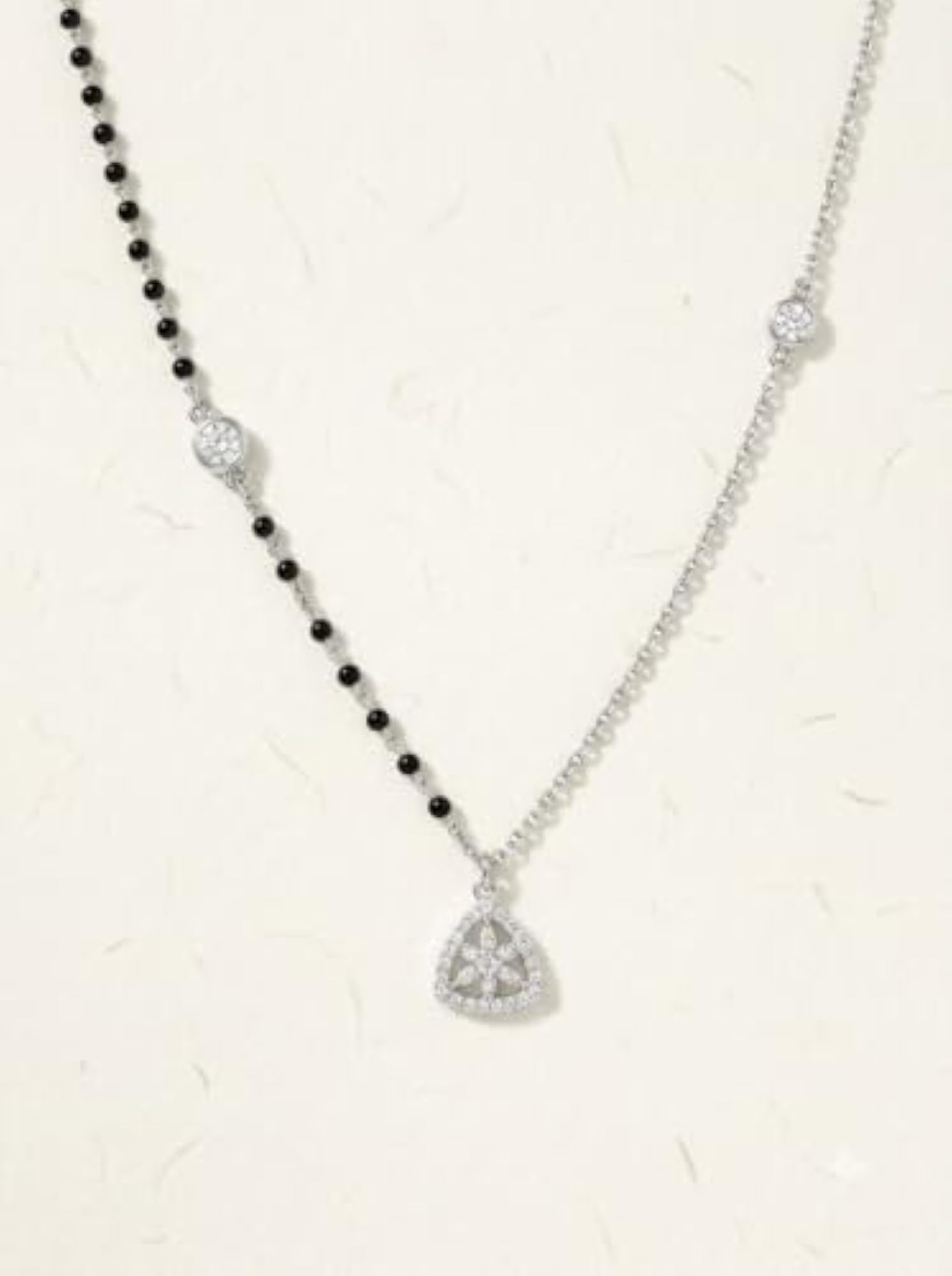Women's Silver Mangalsutra with Triangular CZ Pendant