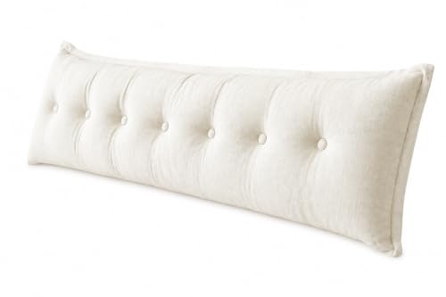 WOWMAX Headboard Pillow Twin XL Dorm Bolster Reading Pillow for Bed, White