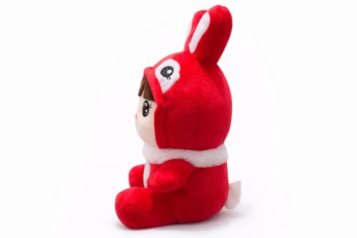 Image of Bunny Girl & Hooded Bunny Combo Soft Toys for Kids - Cute Plush Stuffed Animal Dolls (Pack of 2) | Soft Cuddly Toys for Boys & Girls | Birthday Gift Set, Home Decor & Kids Play Toy