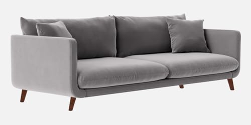 Image of Rejol Velvet 3-Seater Sofa Luxurious Comfort for Living Rooms and Offices (Grey, 3 Seater)