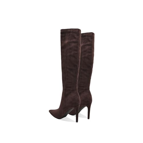 Image of Women's Knee High Boots Women Mid Heel Pointed Toe Tall Boots for Women High Heel Side Zipper with Buckle Bow Knots Long Boots for Fall Winter for Fall Winter