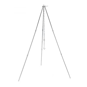 Campingstatief, draagbare lichtgewicht aluminium barbecue met verstelbare ophangketting voor hangende potten en kampvuren