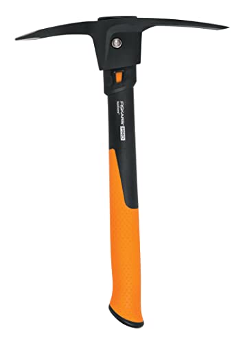 Fiskars Pro Kreuzhacke IsoCore S für grobe Arbeiten auf harten, steinigen Böden, Länge: 36 cm, Gewicht: 1,2 kg, Schwarz/Orange, 1062937