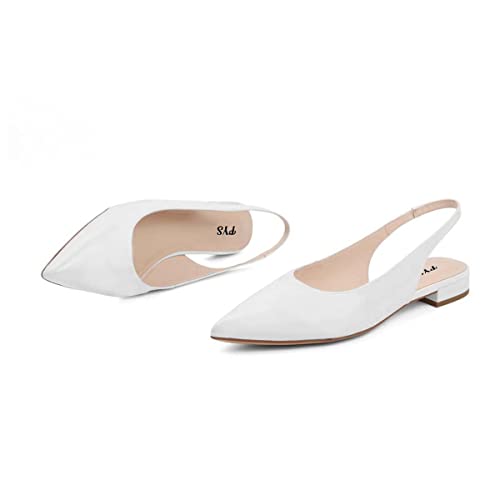 FYS Women Pointed Toe Slip on Pumps Flat Heel Backless Slingbacks Office Outfit Casual Dressy Shoes Size 4-15 US2