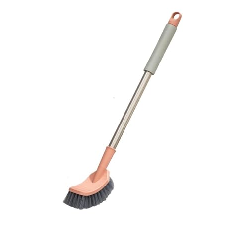 Cepillo de inodoro de cerdas suaves y soporte rosa anticaídas 2