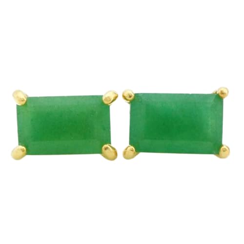 Boucles d'oreilles aventurine verte rectangulaires, style minimaliste chic