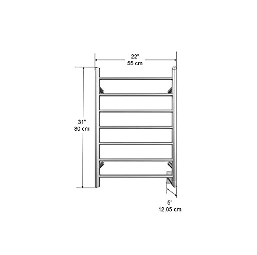 Ancona An-5327 Comfort 7 7-Bar Wall Mount Hardwired Towel Warmer In Brushed Stainless Steel #TOP2