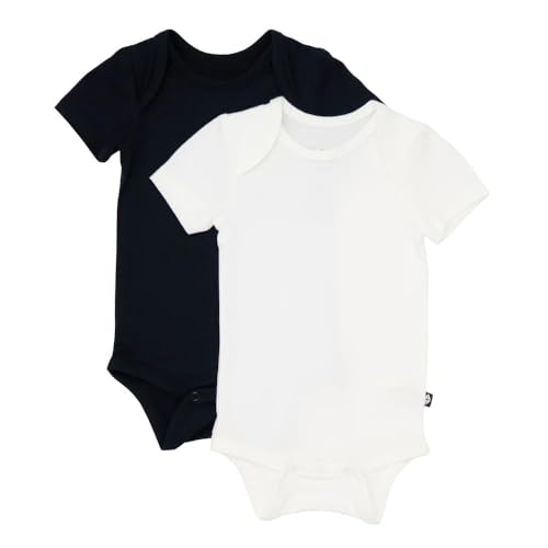 Image of KYTE BABY Unisex Bodysuits, 2-Pack Short Sleeve Baby Bodysuits, 97% Rayon made from Bamboo, 3% Spandex