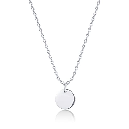 PAVOI Rhodium Plated Disc Pendant l Necklaces for Women (White Plated, Disc)