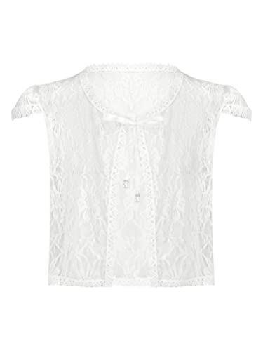 Aislor Little Girls Bolero Ruffled Short Sleeve Cap Lace Floral Top Kids Shrug Wedding Pageant Flower Dress Cover Up