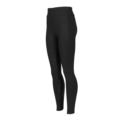 Aubrion Shires Leopard Print Non-Stop Tights - Young Rider (as1, Alpha, 13_Years, 14_Years, Black)