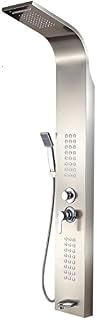 EVOLVE Manually Controlled Thermostatic Shower Panel Column Tower- Waterfall, Rainfall Shower 48 Body Jets, Hand Hand Drencher and Bath Spout 5 in 1 - Chrome Finish