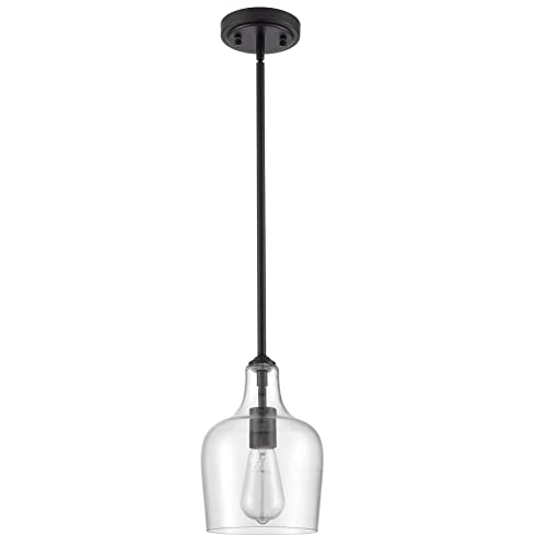 Jeenkae Modern Farmhouse Pendant Lighting For Kitchen Island Glass Black Pendant Light Fixtures Rod-Hung #TOP6