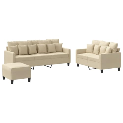 KTHLBRH Juego de 3 piezas de sofá con cojines de tela crema para salón, dormitorio, sala de estudio, sofá de oficina para salón, dormitorio, oficina, salón