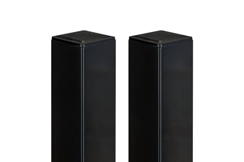 Casanoov Lot de 2 poteaux en fer DARIO 6x6cm H.170cm Noir Mat