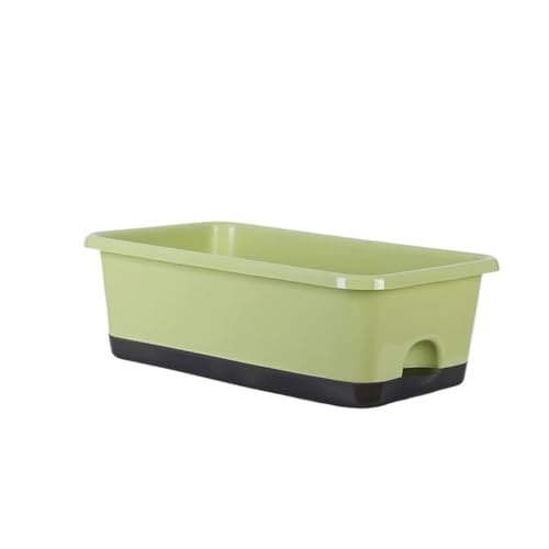 Jardinera Elevada Maceta Gruesa de Segunda generación, macetas rectangulares Transpirables con Agua autocebante for Verduras, Caja plantación for balcón y jardín para Maceta(Green)