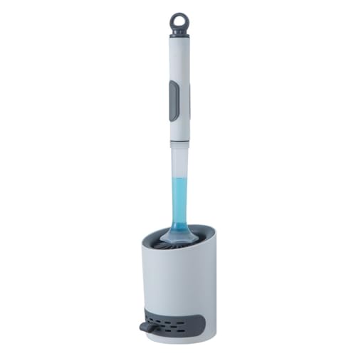 Escobillas de Inodoro de Silicona, Limpiador de escobillas, Cepillo de Inodoro de Silicona y Soporte con dispensador de jabón, Kit de Limpieza de Cepillo de Inodoro Antideslizante de Mango Largo para