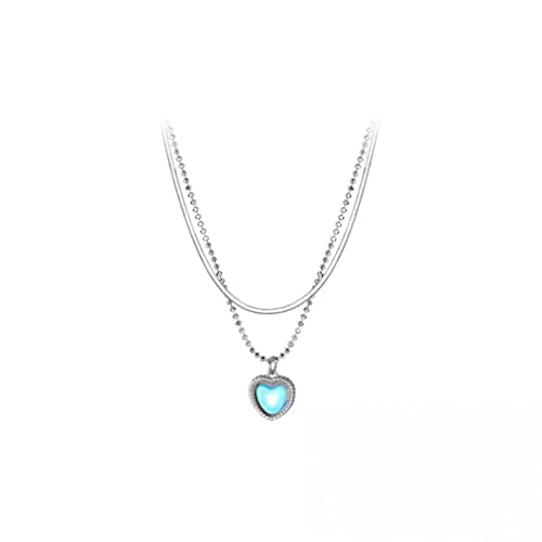 Collier en argent 925 cœur et pierre de lune pour mariage