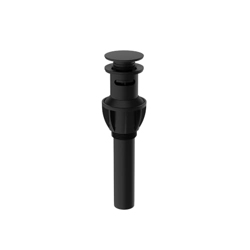 Bathroom Sink Drain, Pop Up Drain Stopper with Overflow, Universal Sink Plug Strainer for Bathroom Vanity Vessel Sink (Black)