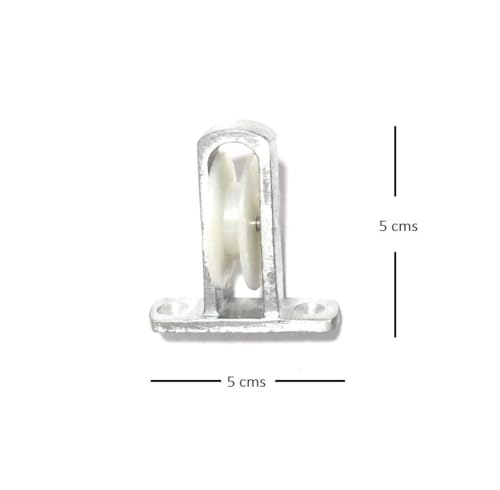 FAPBADRI Multipurpose Single and Double Pulley for Cloth Drying Stand, Alluminium Body & Plastic Wheel, Screws & Wallplugs Included, 1 Pair