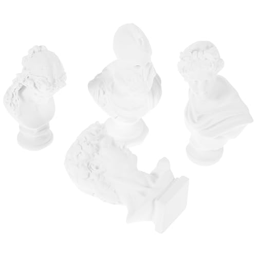 TOVINANNA 4 Stück Kleiner Skulpturen aus Kunstharz Gipsartige Büstenstatue Miniatur Dekoration für Kunststudium und Puppenhaus