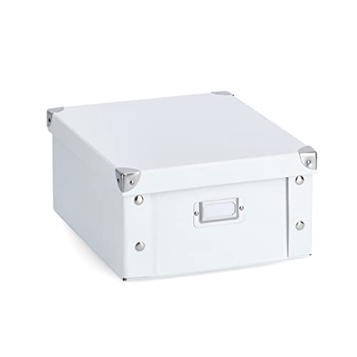 Zeller 17763 Caja de Almacenaje, Cartón, Cardboard, Blanco, 31x26x14 cm