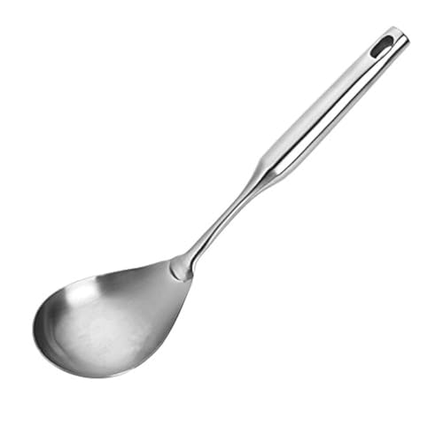 TBWHL Premium Brushed Stainless Steel Large Serving Spoon, 12.5 Inch, Good Grip Ergonomic Handle, Silver
