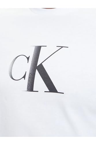 Calvin Klein Camiseta de Manga Corta Hombre Center Monogram Classic de algodón, Blanco (Brilliant White), M - imagen 3