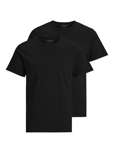 JACK & JONES Herren Jacbasic Crew Neck Tee 2 Pack T Shirt, Schwarz, XXL EU