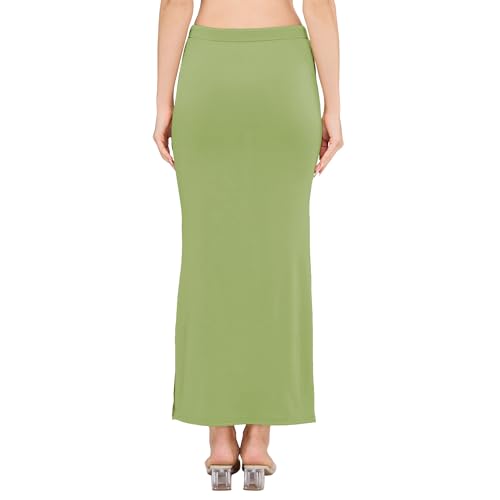 Image of DESI GIRL Satin Shimmer Stretchable Saree Shapewear Petticoat with Drawstring for Women | Mermaid fit Saree Petticoat with Side Slit for Easy Movement | Saree Shaper | Long inskirt