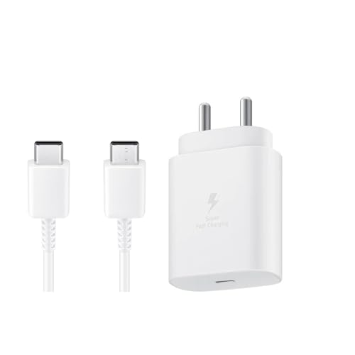 Image of Original 25w Wall Charger Set | Battery Protection | Rapid Power Charging | Compatible with Samsng Galaxy A03s, A13, A23 5G, A33 5G, M13, M23, M33 5G, F13, F23, A02 - White