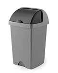 Addis 25ltr Roll Top Kitchen Waste Trash Complete Bin, Metallic Silver & Dark Grey