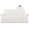 NICEEC Sofa Cover Super Soft 1-Piece White Sofa Slipcover for Sofas Stretch Universal Spandex Couch Covers for Living Room Easy Fit Washable Furniture Sofa Protector with Skirt