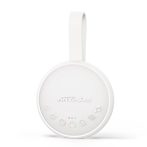 Image of White Noise Sound Machine for Sleeping Adults & Baby, Portable Noise Machine with 24 Soothing Sounds, Bluetooth 5.1, Battery Powered, 3 Timer Settings, Memory Function for Home, Office, Travel (White)