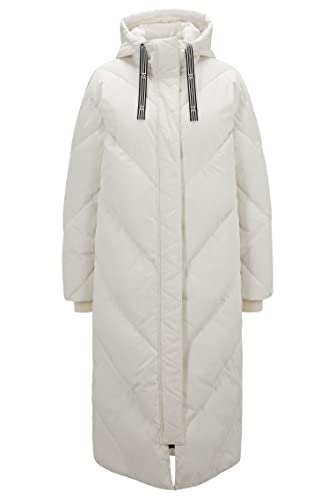 HUGO Damen Favella-1 Langer Relaxed-Fit Steppmantel mit Logo-Tunnelzug...