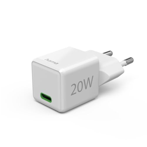 Hama Schnellladegerät (Ladegerät mit USB-C unterstützt Power Delivery und Qualcomm Quick Charge, 20 W, Super-Mini-Format 2,75 x 2,75 x 2,90 cm, ideal für iPhone) weiß