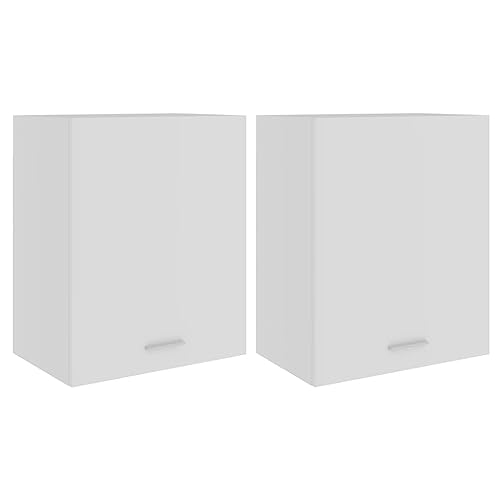 vidaXL 2x Kitchen Cabinets Home Kitchen Equipment Indoor Furniture Appliance Tool Storage Shelf Organiser Morden Cupboard White Chipboard