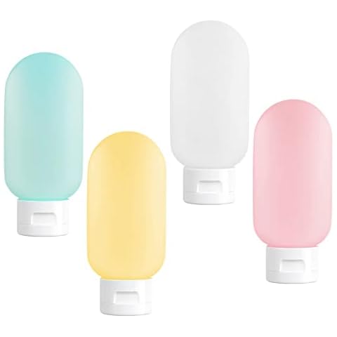 Chyaya Travel Bottle, 4PCS 60ml Leak Proof Refillable Squeezable Containers Set with Transparent Carry Bag for Liquid Shampoos, Soap and Toiletries (Multicolor) Cover