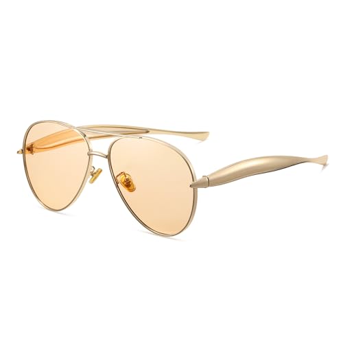 Oversized Gold Aviator Sunglasses for Women Men Retro 70s Metal Big Aviators Sun Glasses Womens Trendy CS002