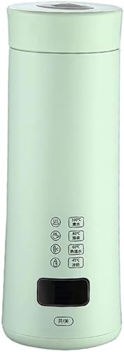 Ragoj 電気ケトル 小型 450ML 電気ポット USB式 6分急速沸騰・8時間保温 LED ディスプレイ 空焚き防止 漏れない ポータブル ステンレス 乾燥防止 カップラーメン コーヒー 紅茶に使用 アウトドア/旅行/事務室/車中泊 (グリーン)